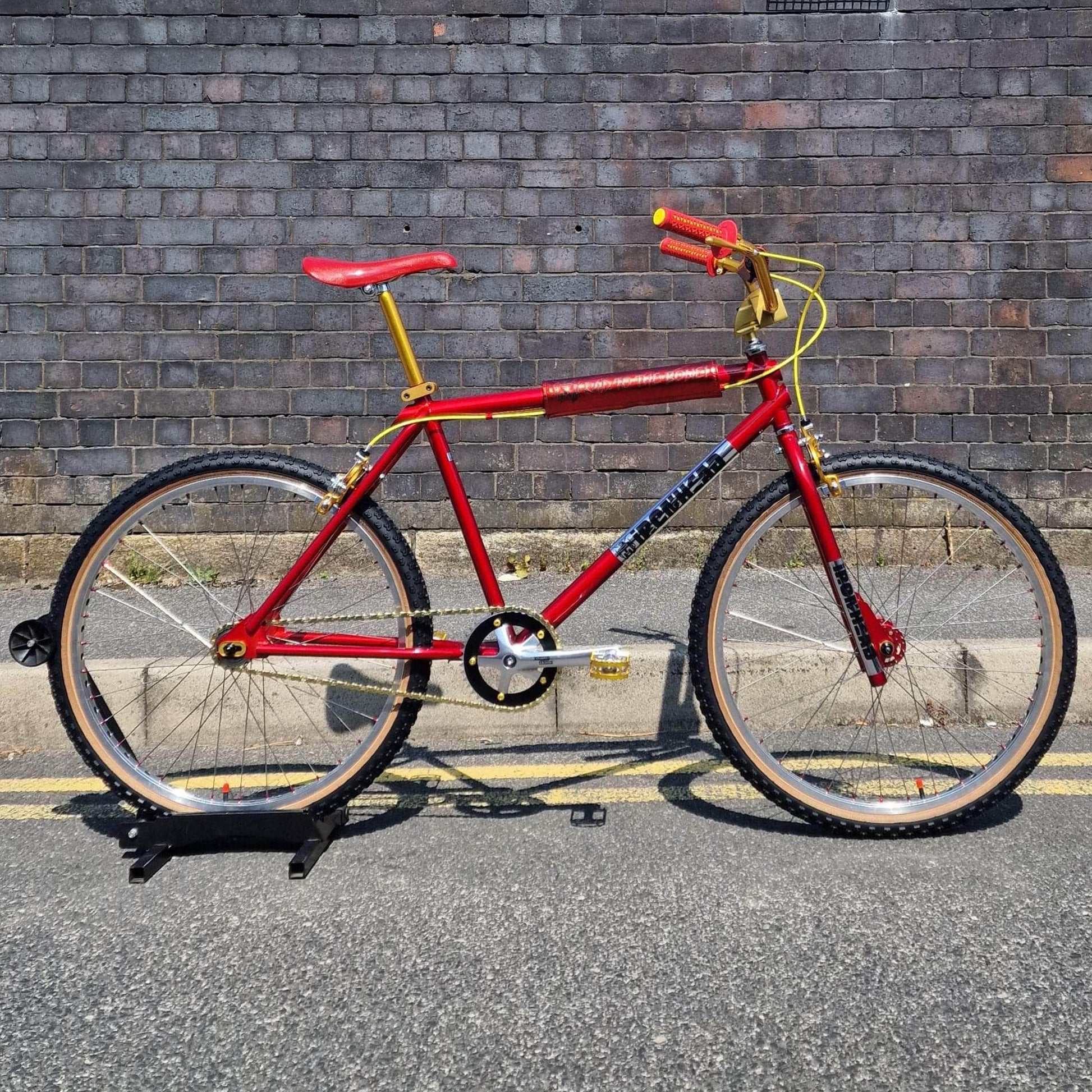 IRONHEAD Old School BMX Candy Red / 26 Inch Ironhead Custom 26 Inch Cruiser Bike Candy Red / Gold