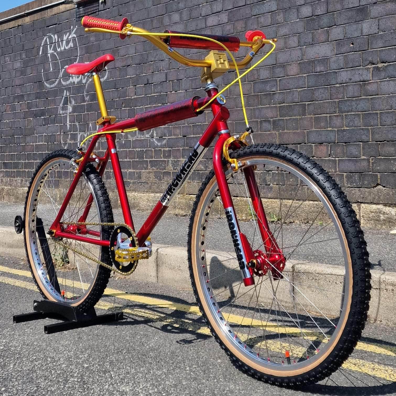 Ironhead Custom 26 Inch Cruiser Bike Candy Red / Gold | Alans BMX