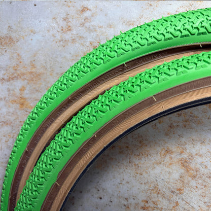 Kenda Old School BMX 20 x 1.75 / Green Kenda K55 Skinwall Coloured Freestyle Tyres Pair