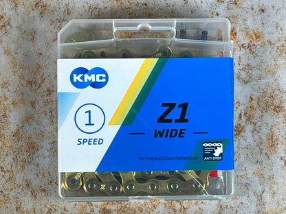 KMC BMX Parts Gold KMC Z1 Wide Chain Gold 112 Links