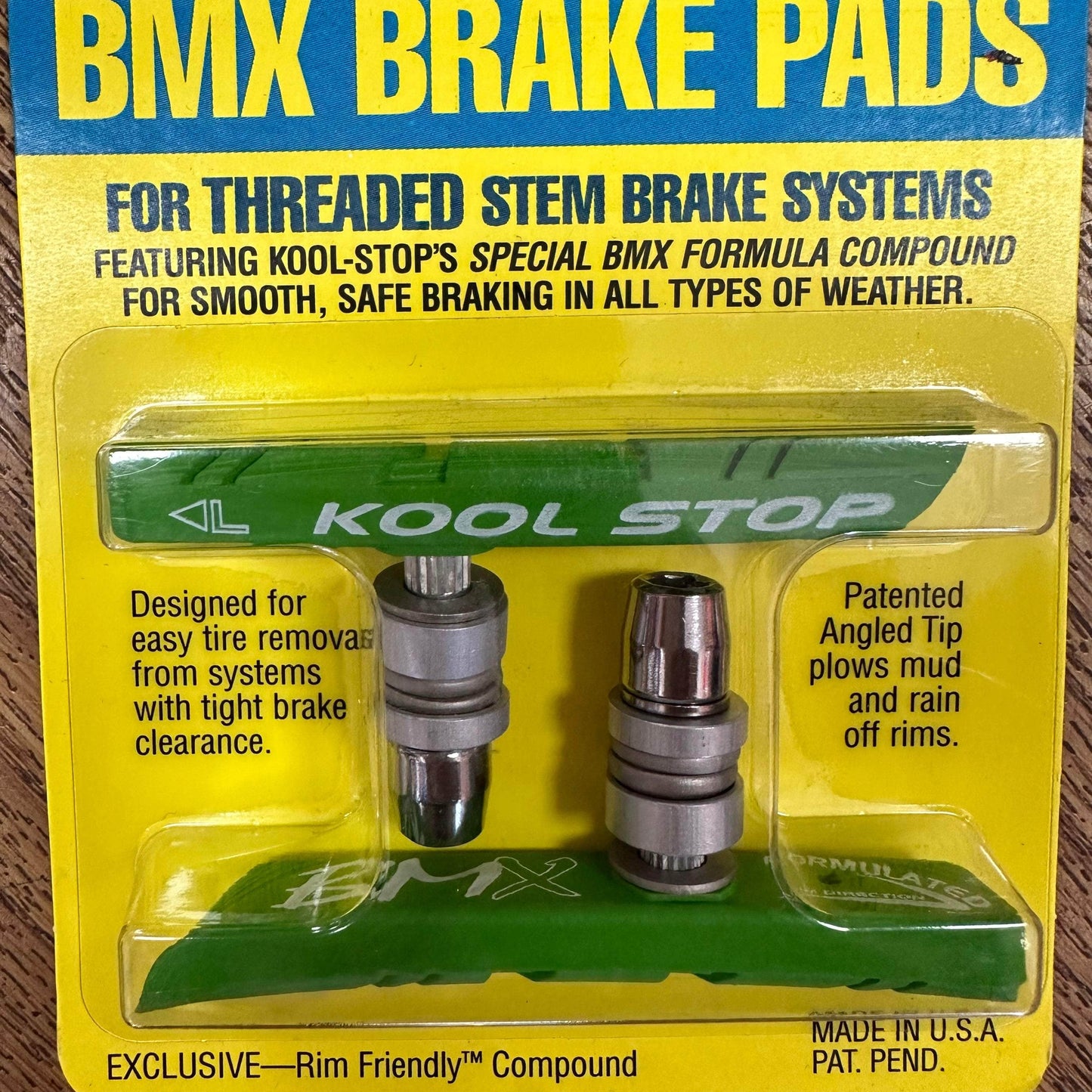 Kool Stop BMX Parts Lime Green Kool Stop BMX Threaded Brake Pads