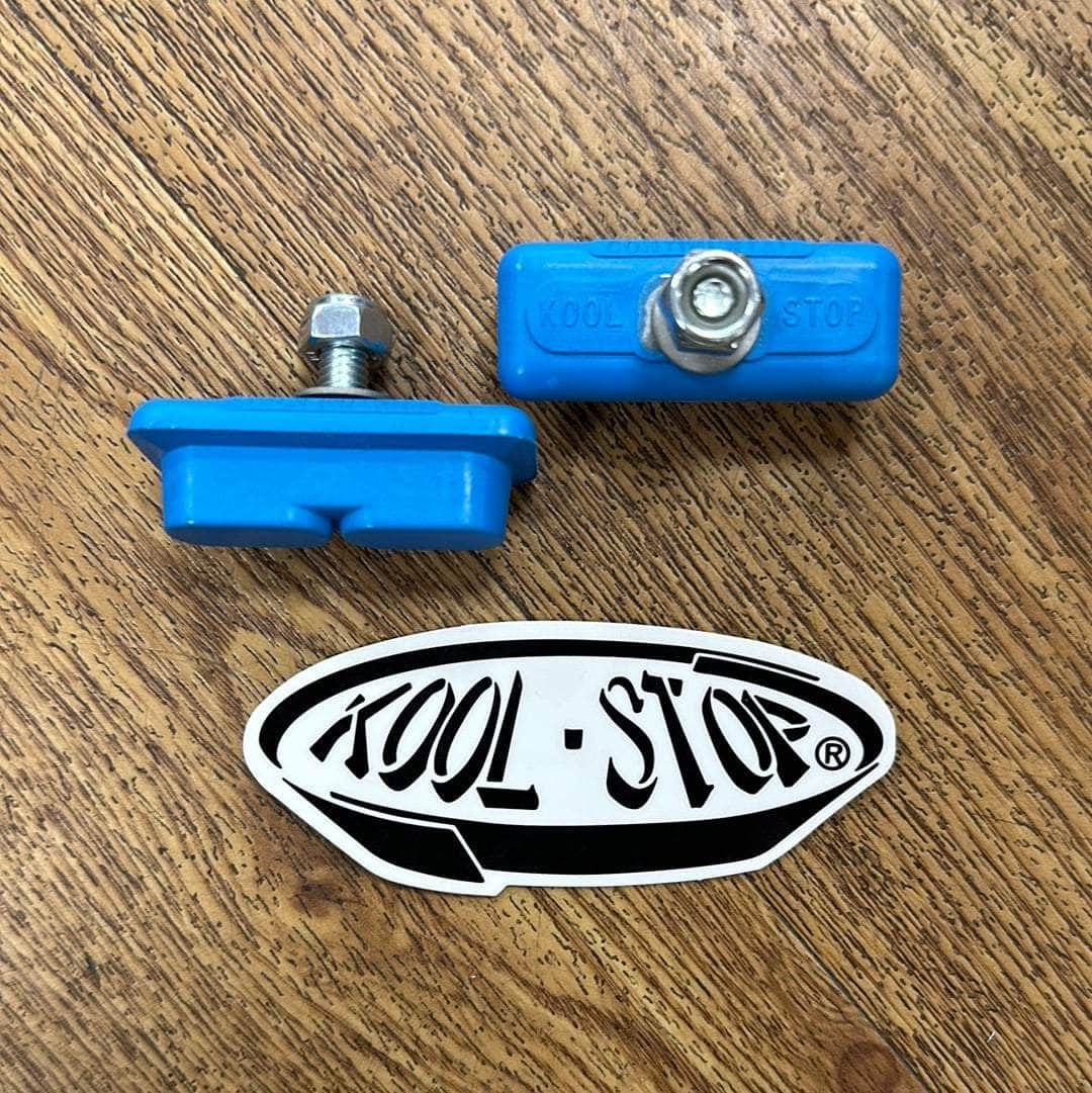 Kool Stop Old School BMX Aqua Blue Kool Stop Composite Continental Threaded Brake Shoes for Skyways