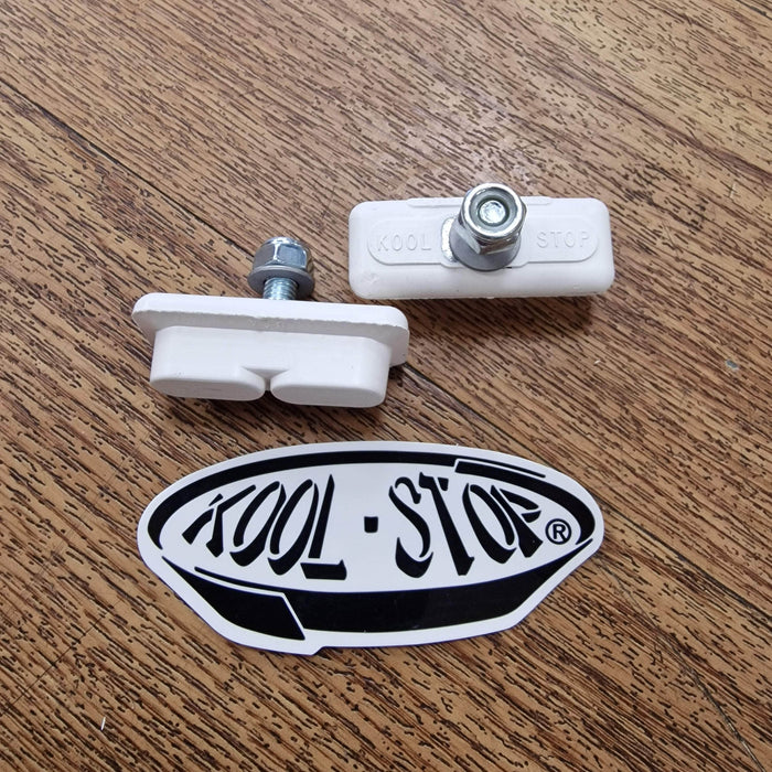 Kool Stop Old School BMX White Kool Stop Composite Continental Threaded Brake Shoes for Skyways
