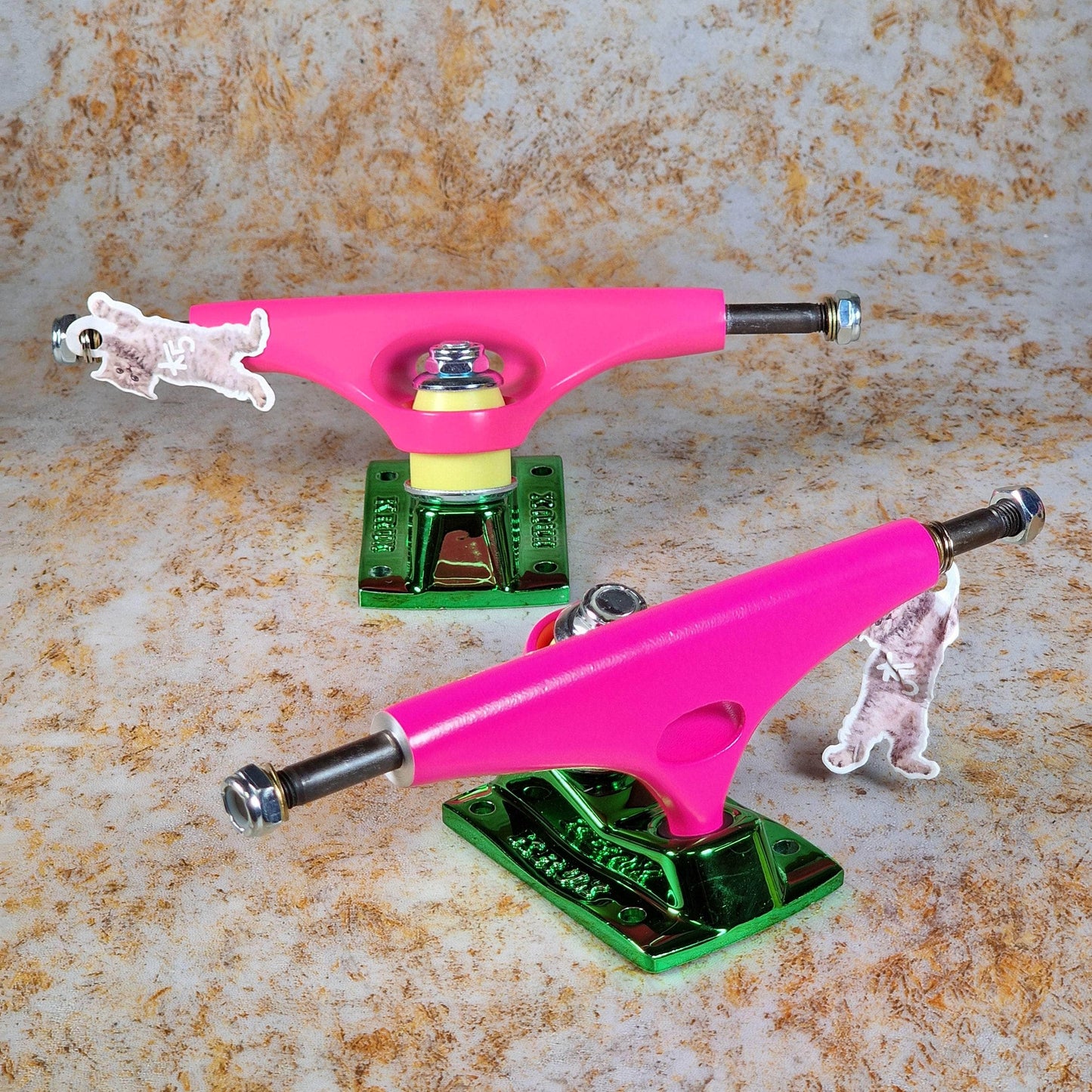 Krux Skateboards Krux K5 Standard The Raver Pink / Green / Yellow Skateboard Trucks Pair