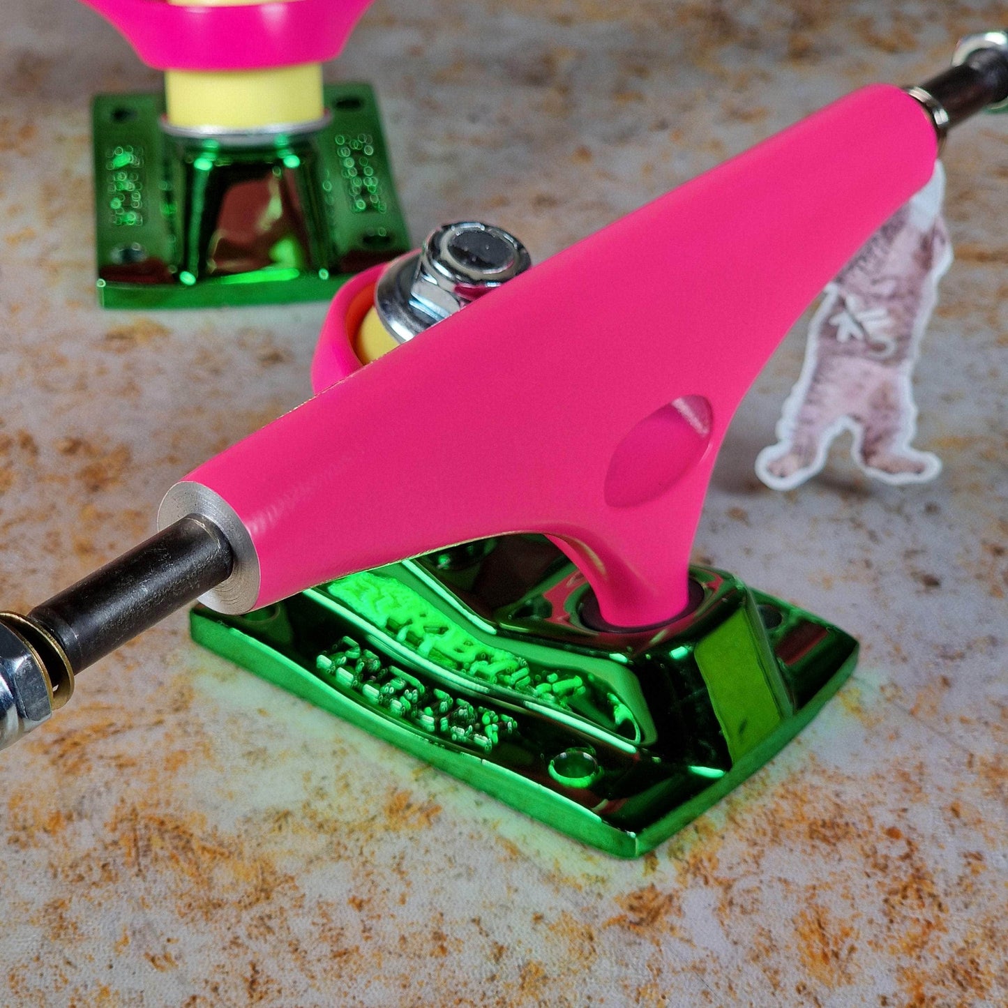 Krux Skateboards Krux K5 Standard The Raver Pink / Green / Yellow Skateboard Trucks Pair