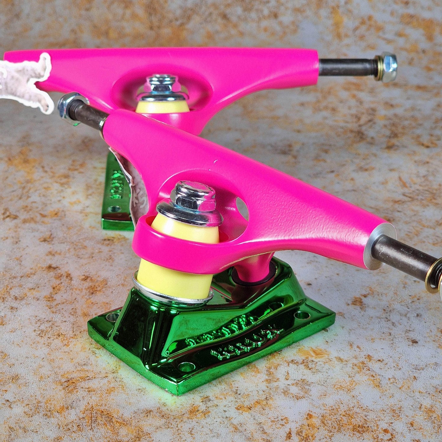 Krux Skateboards Krux K5 Standard The Raver Pink / Green / Yellow Skateboard Trucks Pair