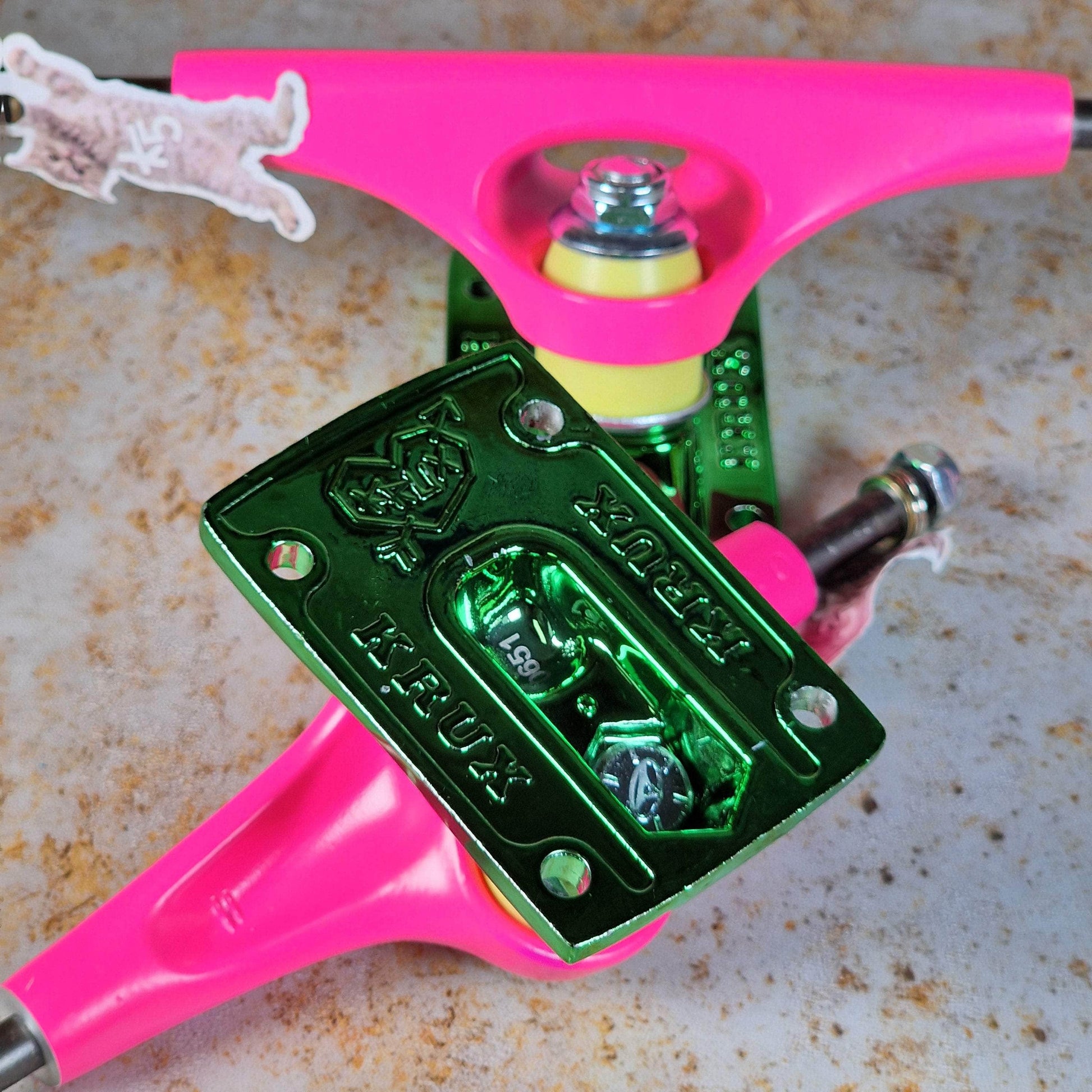 Krux Skateboards Krux K5 Standard The Raver Pink / Green / Yellow Skateboard Trucks Pair