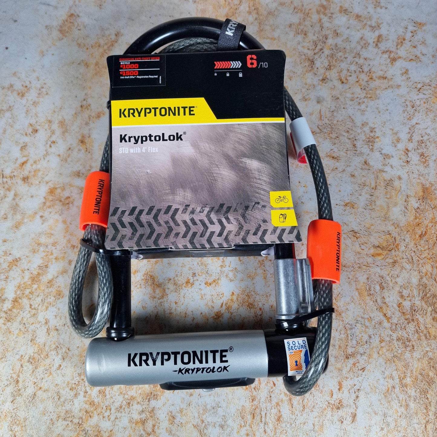 Kryptonite Misc Kryptolok Standard U-Lock with 4 Foot Kryptoflex Cable