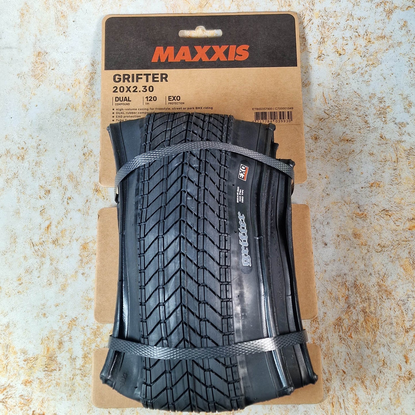 Maxxis BMX Parts 20 x 2.30 Maxxis Grifter 20 Inch Dual Compound Folding EXO Tyre 110PSI