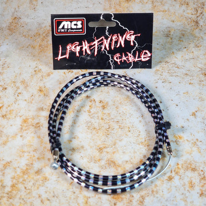 MCS Old School BMX Chrome / Black Checkerboard MCS Lightning Brake Cable