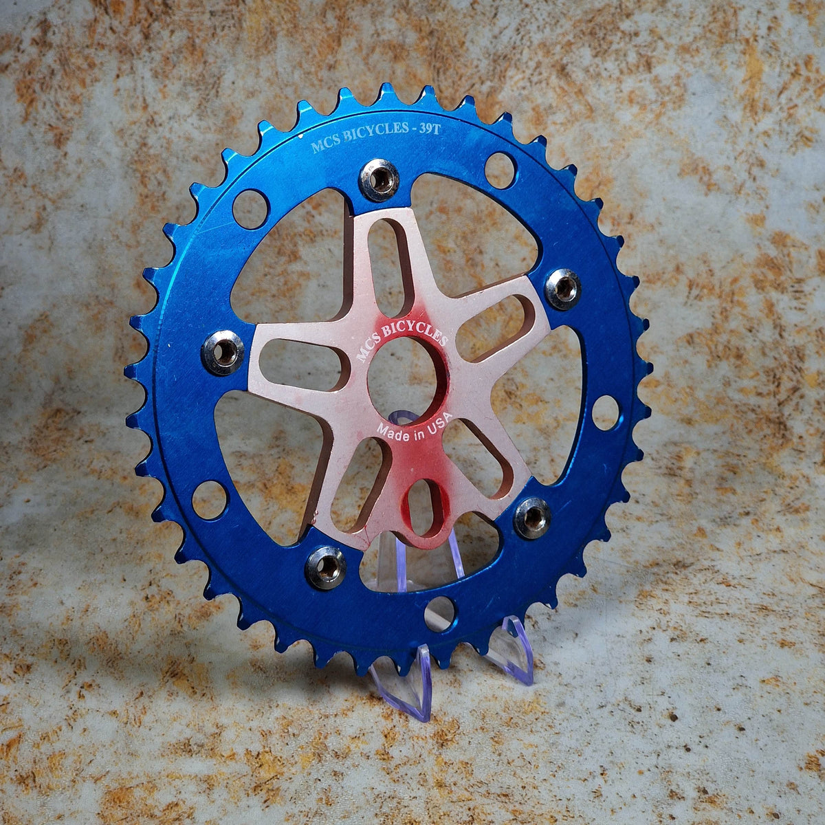 MCS Old School BMX MCS Stainless Steel 5 Arm Chainring and Spider Blue/Silver Used