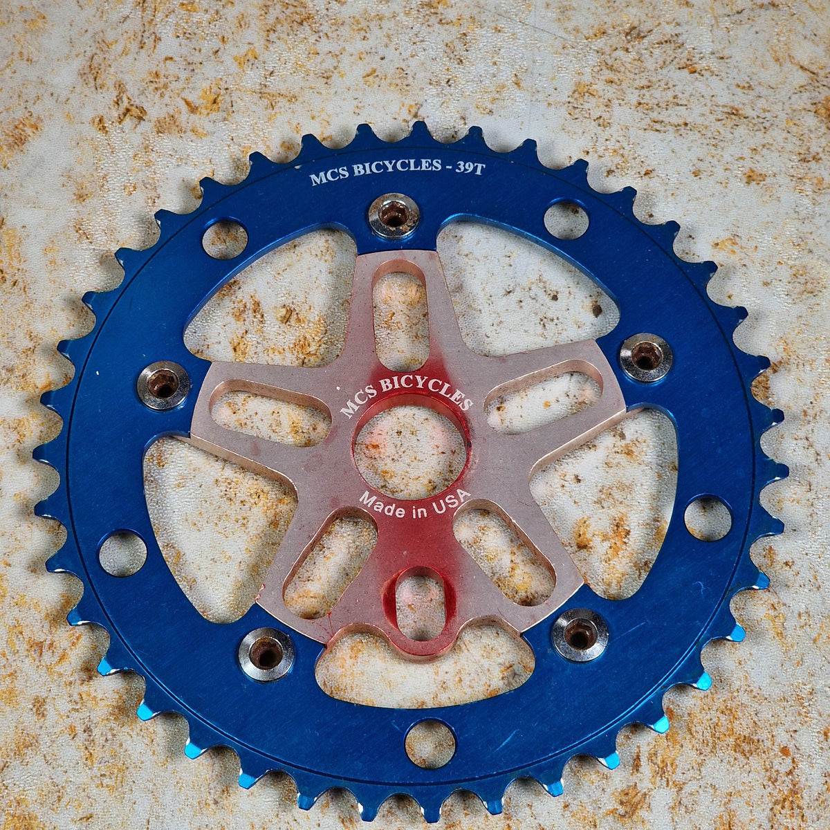 MCS Old School BMX MCS Stainless Steel 5 Arm Chainring and Spider Blue/Silver Used