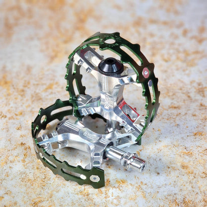 MKS Old School BMX 9/16" / Green MKS XC-III Sealed Bear Trap Pedals