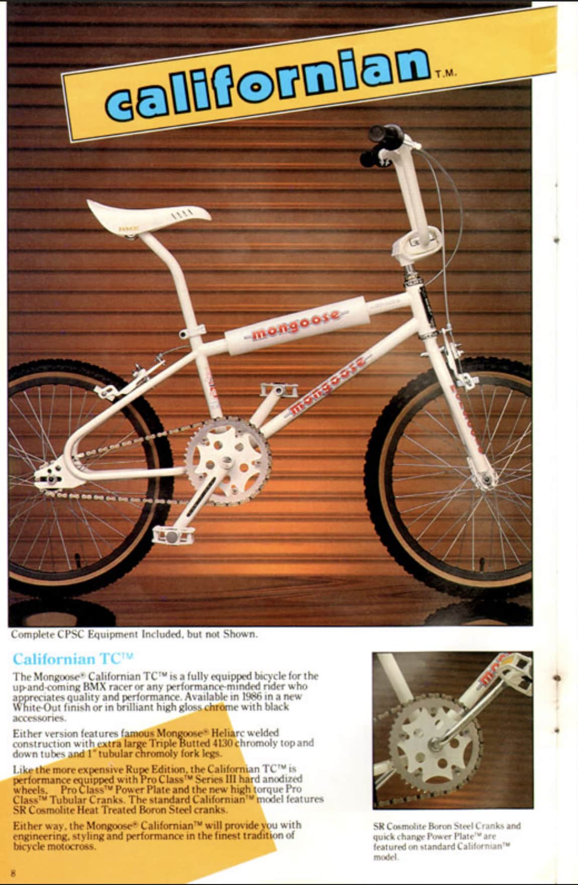 Mongoose Old School BMX Bikes White Mongoose 1986 Californian TC Bike White