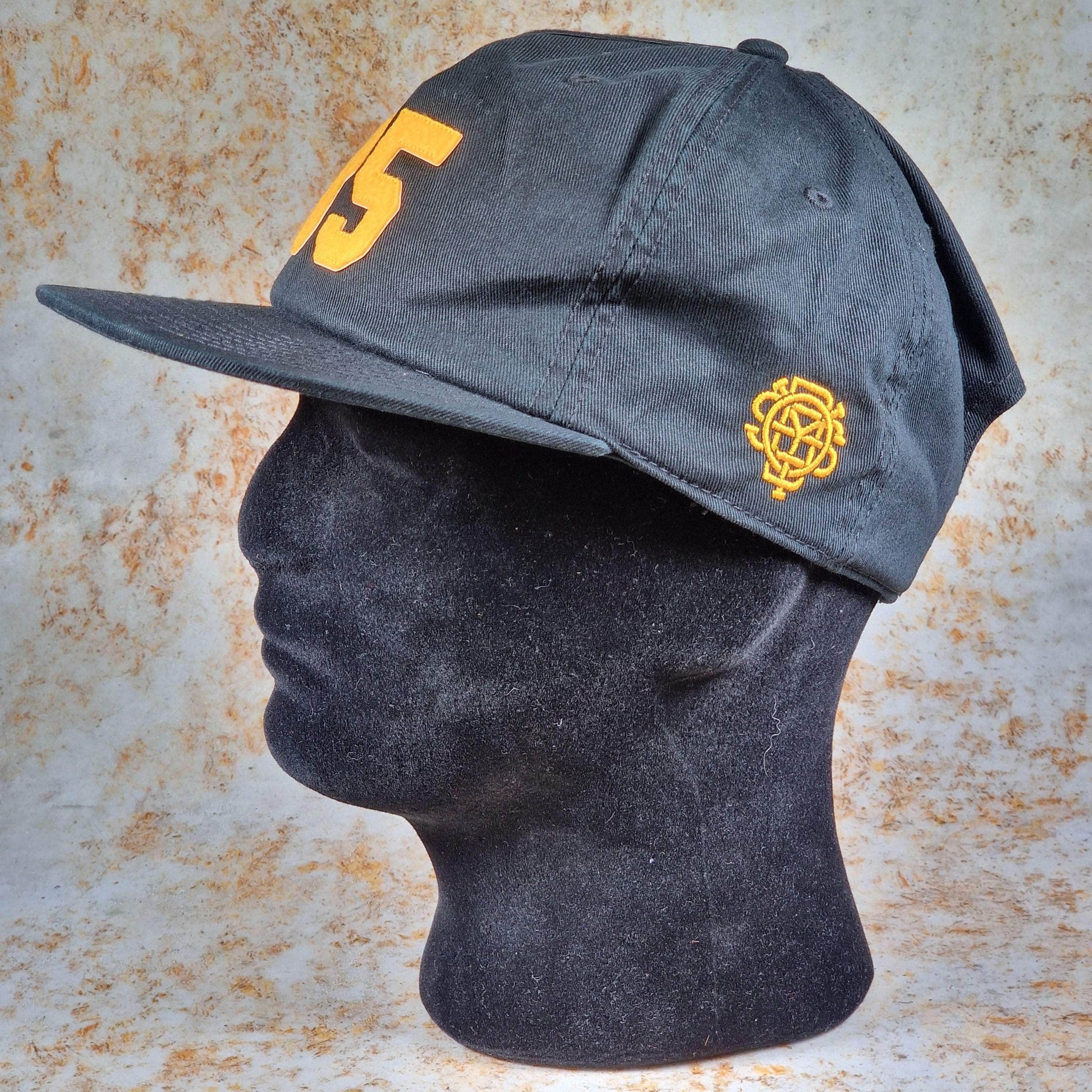 Odyssey Clothing & Shoes Black with Golden Rod Felt Applique Odyssey '85 5-Panel Cap Black