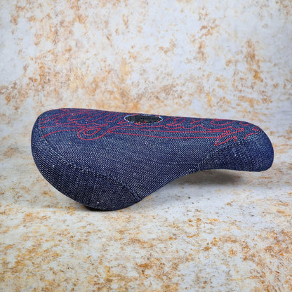 Odyssey BMX Parts Fat Odyssey Big Stitch Pivotal Seat Denim / Red