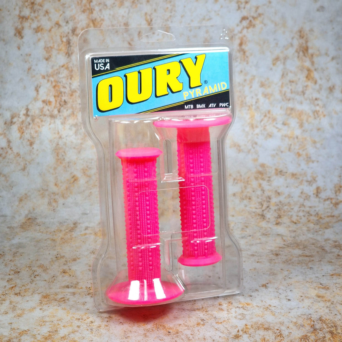 Oury Old School BMX Neon Pink Oury Pyramid Flanged Grips