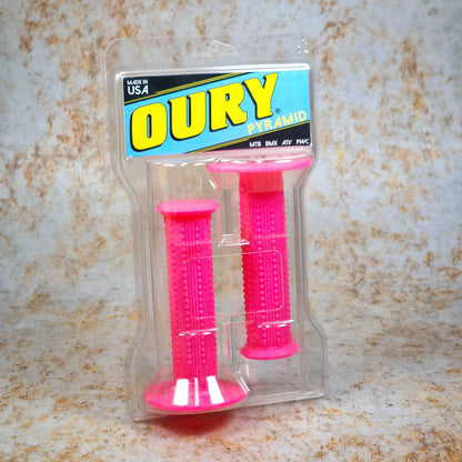 Oury Old School BMX Neon Pink Oury Pyramid Flanged Grips
