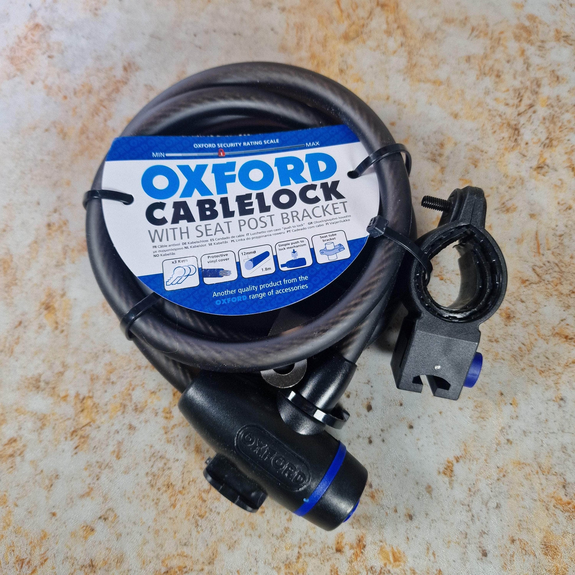 Oxford Misc Smoke Oxford Cable Lock 12mm x 1800mm