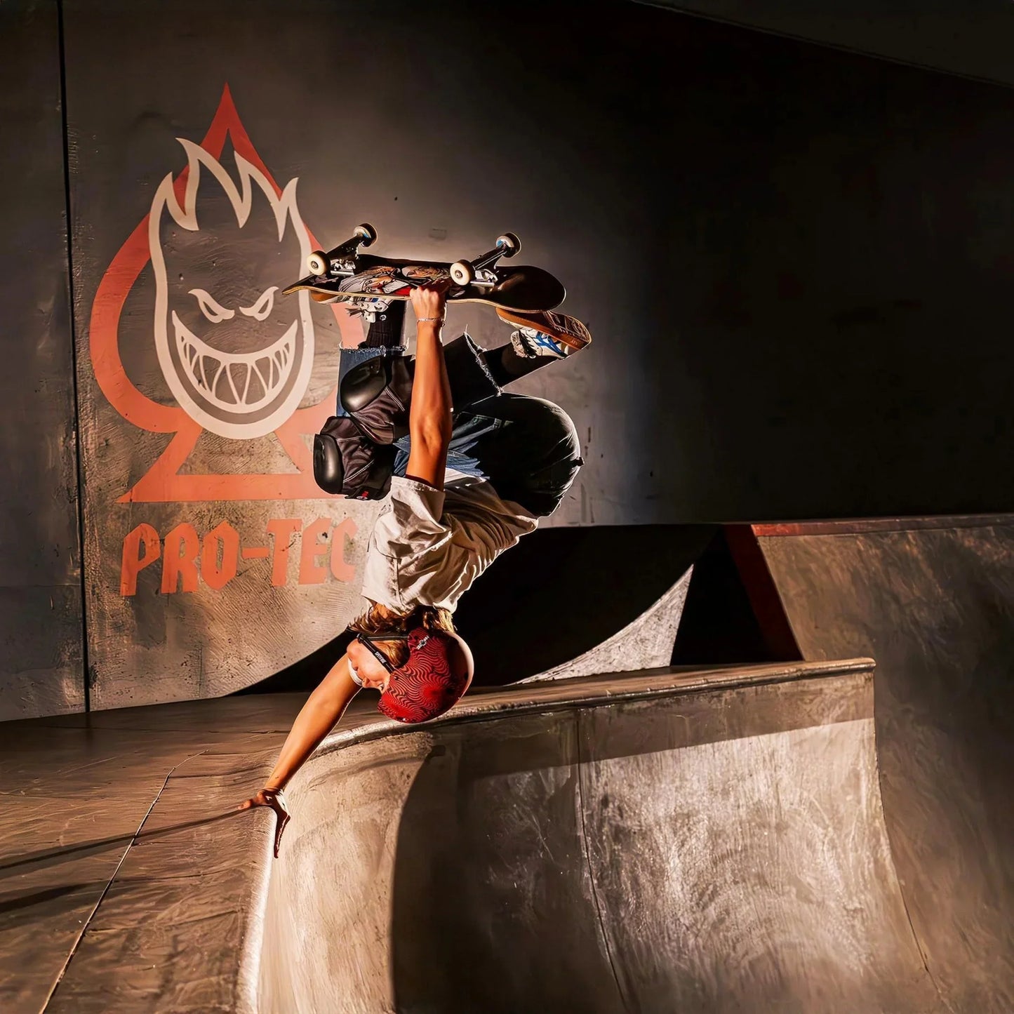 Pro-Tec Protection Pro-Tec x Spitfire Low Pro Certified Helmet with Fit Kit Red Swirl