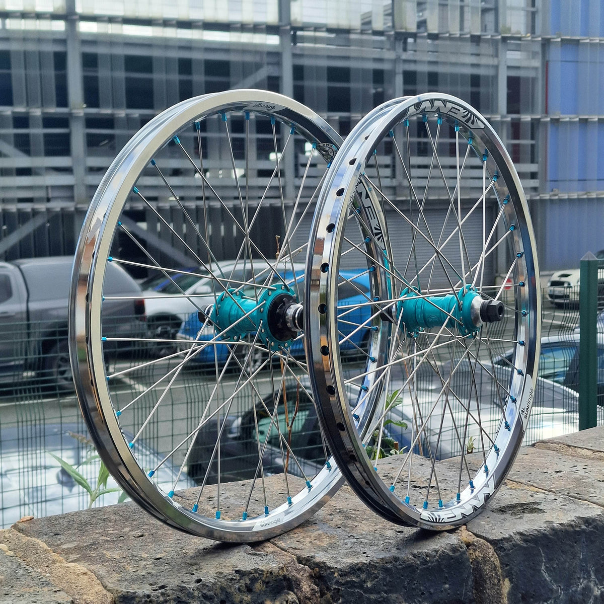 Profile Racing BMX Parts Profile Racing Sun Ringle Aqua / Chrome Custom Wheelset