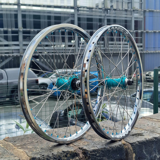 Profile Racing BMX Parts Profile Racing Sun Ringle Aqua / Chrome Custom Wheelset