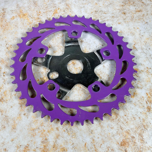 Odyssey Mid School BMX Purple Purple 44T Chainring and Chrome Spider Used Survivor