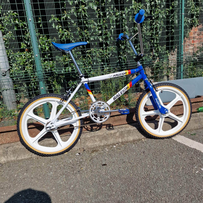 Raleigh Old School BMX Raleigh Mk 2 Burner Team Custom Bike Blue / White with Skyway Tuff Wheels