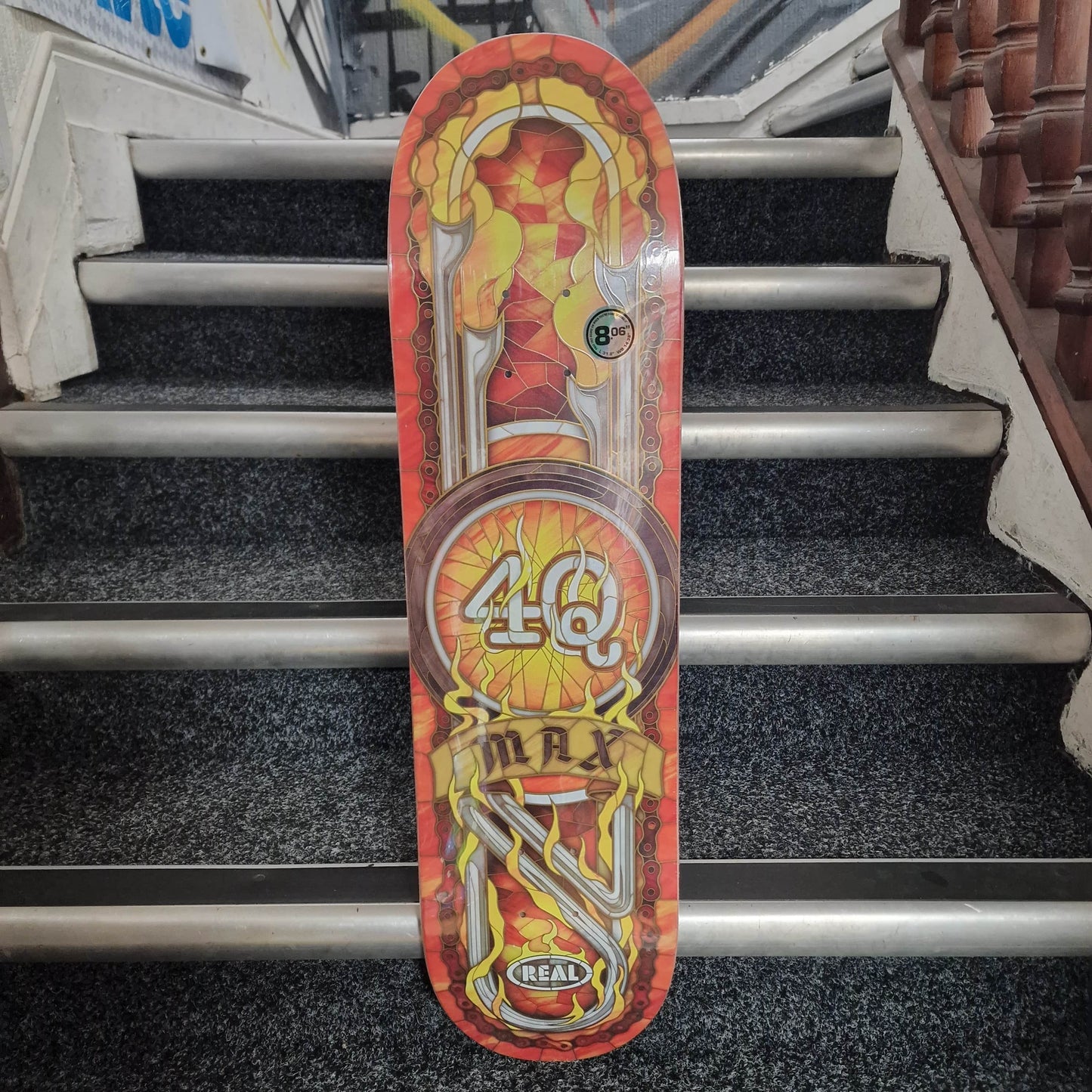 Real Skateboards Orange / 8.06 Real Max Schaff 4Q Cathedral Orange 8.06" Skateboard Deck