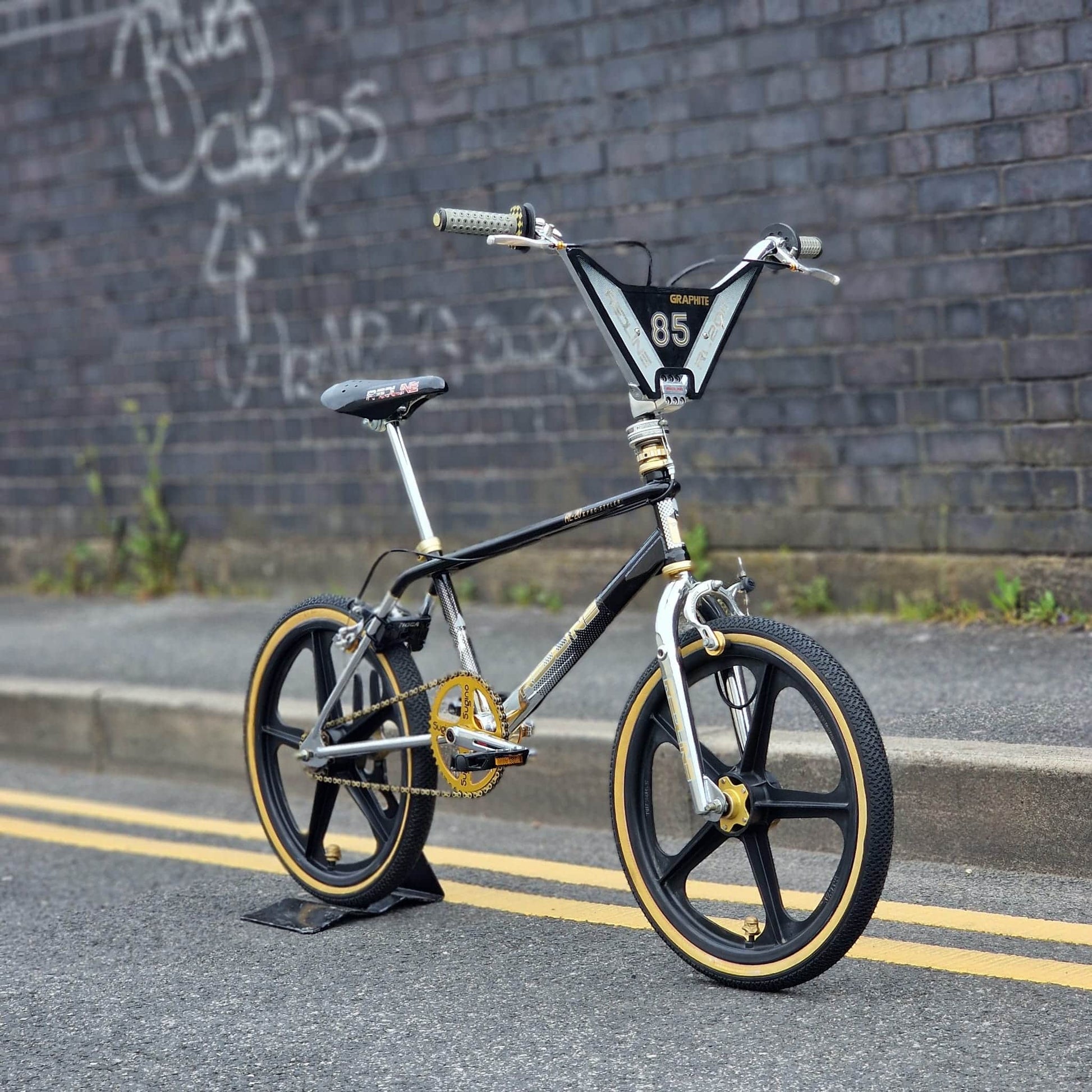 Redline Old School BMX Bikes Black / Chrome / Gold Redline 1985 RL20 II Prostyler Bike Black / Chrome / Gold Previously Owned