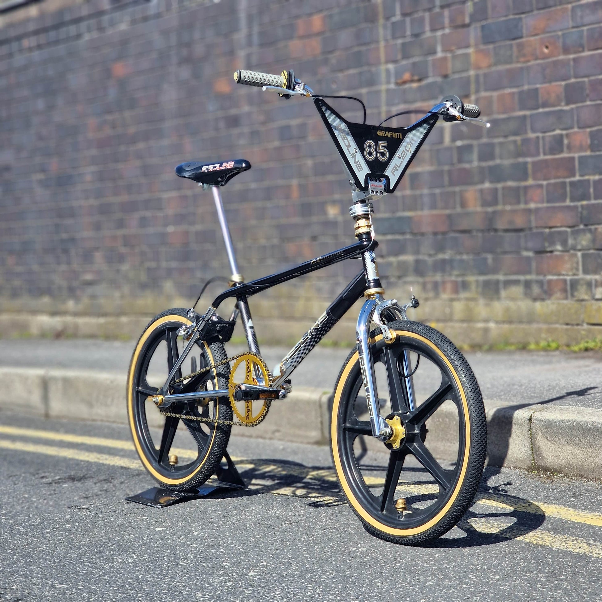 Redline Old School BMX Bikes Black / Chrome / Gold Redline RL20 II Prostyler Bike Black / Chrome / Gold Previously Owned