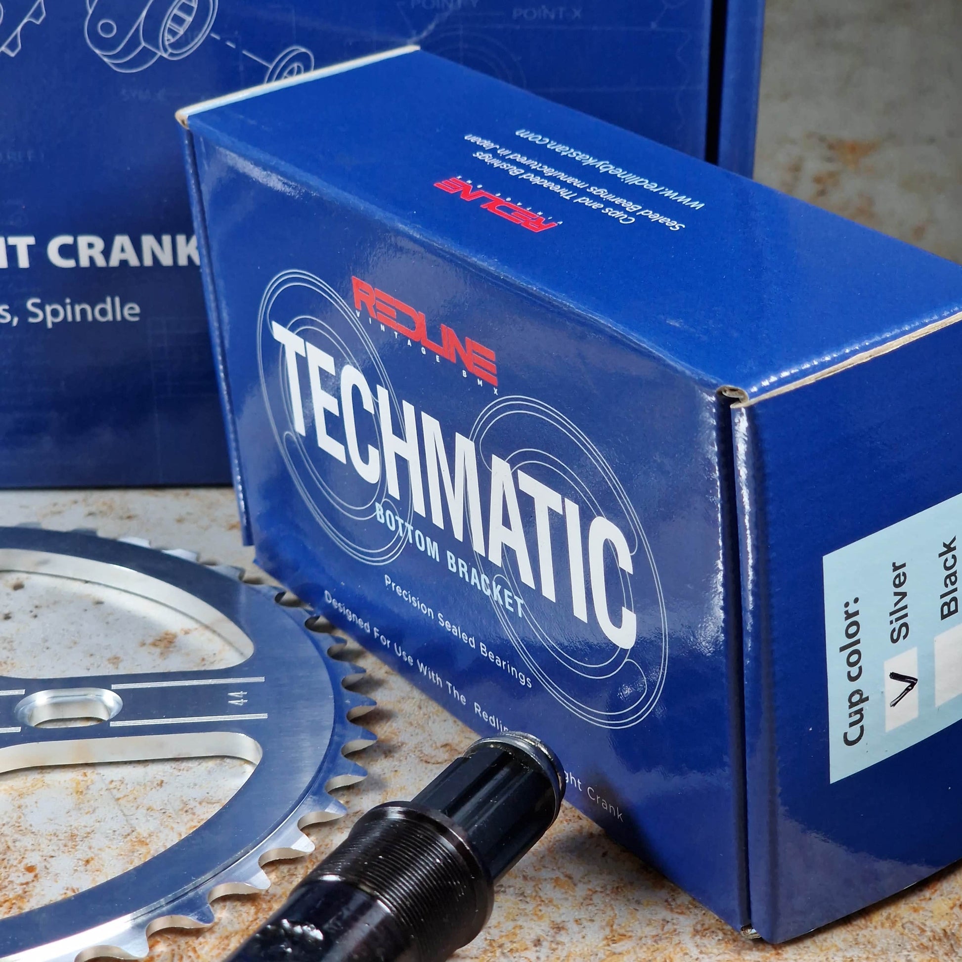 Redline Vintage Old School BMX 180mm Redline Vintage 401 Single Pinch Flight Cranks with Techmatik BB White