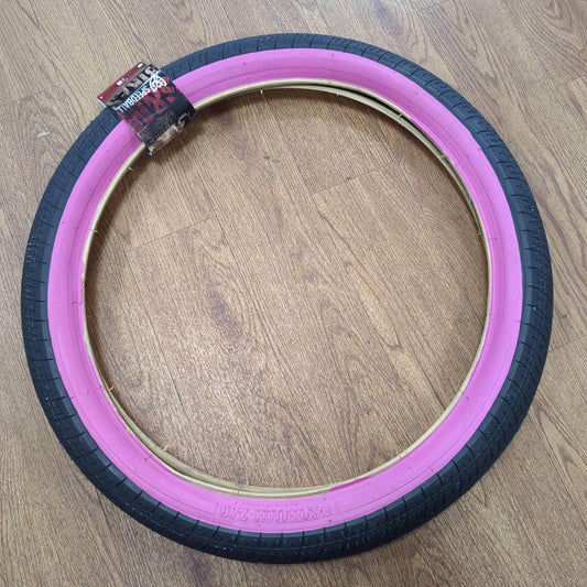 S&M Bikes BMX Parts S&M Bikes 20" Speedball Tyre Black/Pink Sidewall