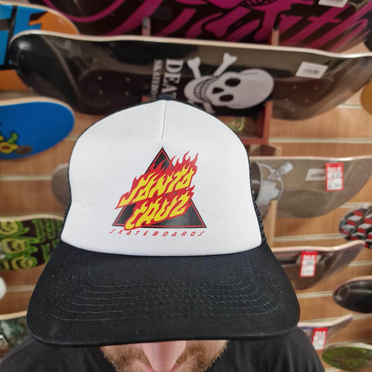 Santa Cruz Clothing & Shoes White / Black Santa Cruz Flamed Not A Dot Meshback Cap White/ Black