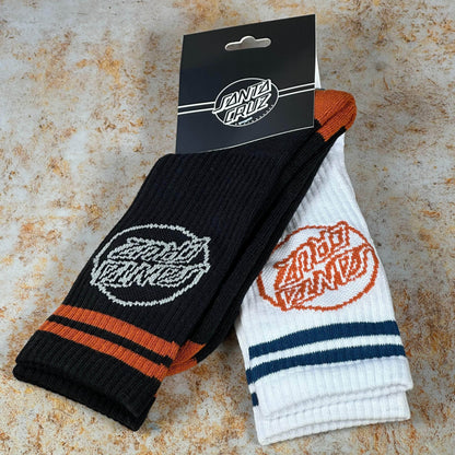 Santa Cruz Clothing & Shoes Black / UK 8-11 Santa Cruz Kick Socks 2 Pack Black & Pumpkin / White & Dark Teal