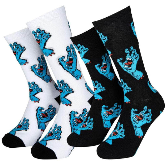 Santa Cruz Clothing & Shoes Black & White / UK 8-11 Santa Cruz Multi Hand Socks Black & White 2 Pack