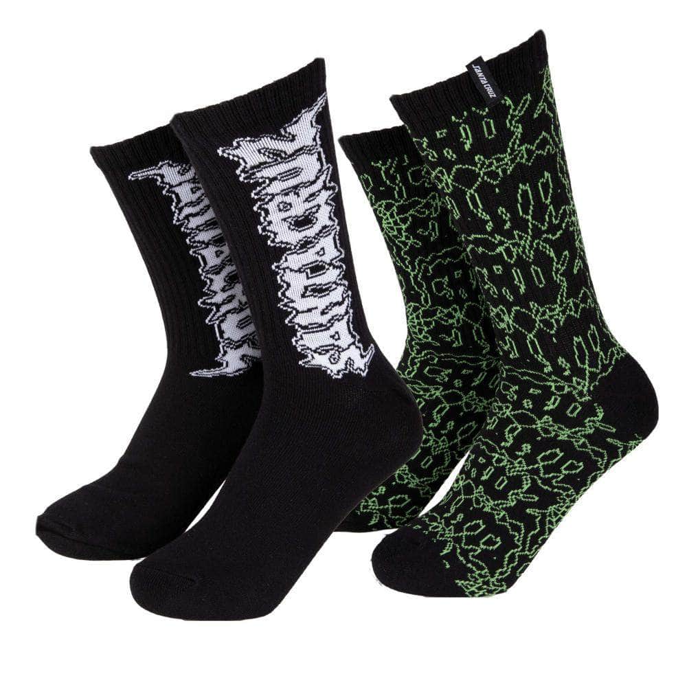 Santa Cruz Clothing & Shoes Black / UK 8-11 Santa Cruz Punk Web Socks 2 Pack