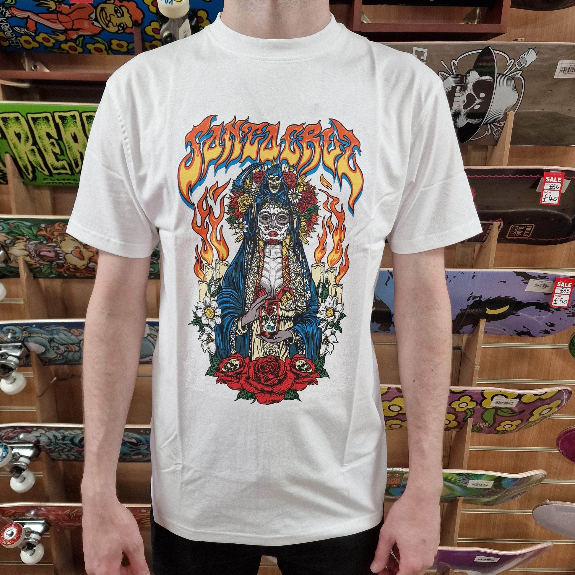 Santa cruz Clothing & Shoes Santa Cruz Santa Muerte T-Shirt T-shirt White