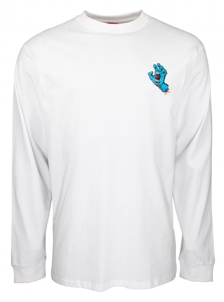 Santa cruz Clothing & Shoes Santa Cruz Screaming Hand Chest Long Sleeve T-shirt White