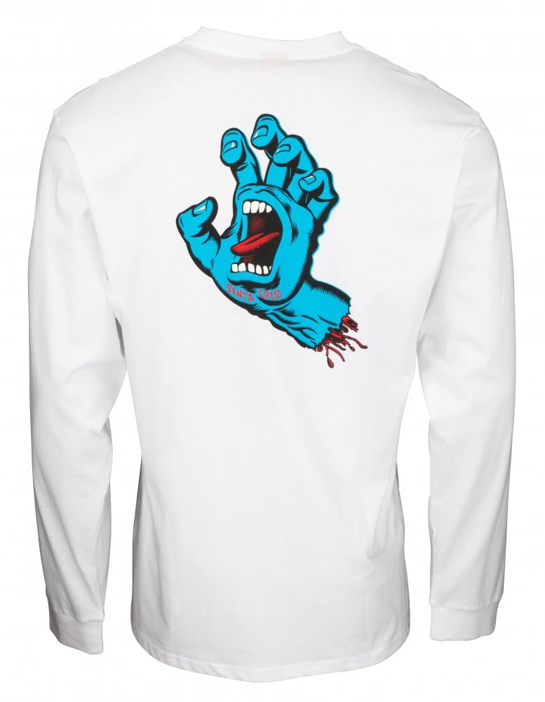 Santa cruz Clothing & Shoes Santa Cruz Screaming Hand Chest Long Sleeve T-shirt White