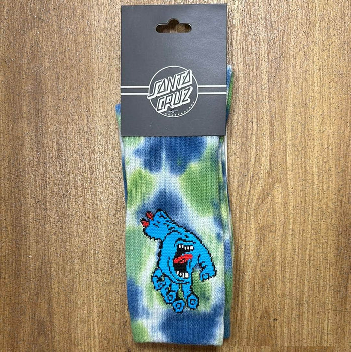 Santa Cruz Clothing & Shoes Light Grey / Apple / Blue / UK 8-11 Santa Cruz Screaming Hand Socks Tie Dye Light Grey / Apple / Blue