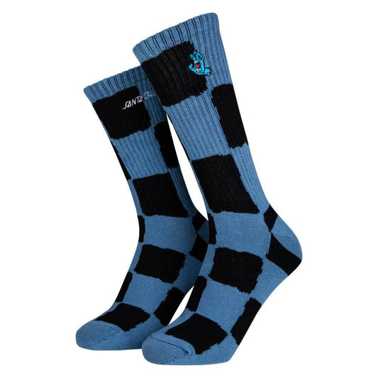 Santa Cruz Clothing & Shoes Dusty Blue Check / UK 8-11 Santa Cruz Screaming Mini Hand Socks Dusty Blue Check