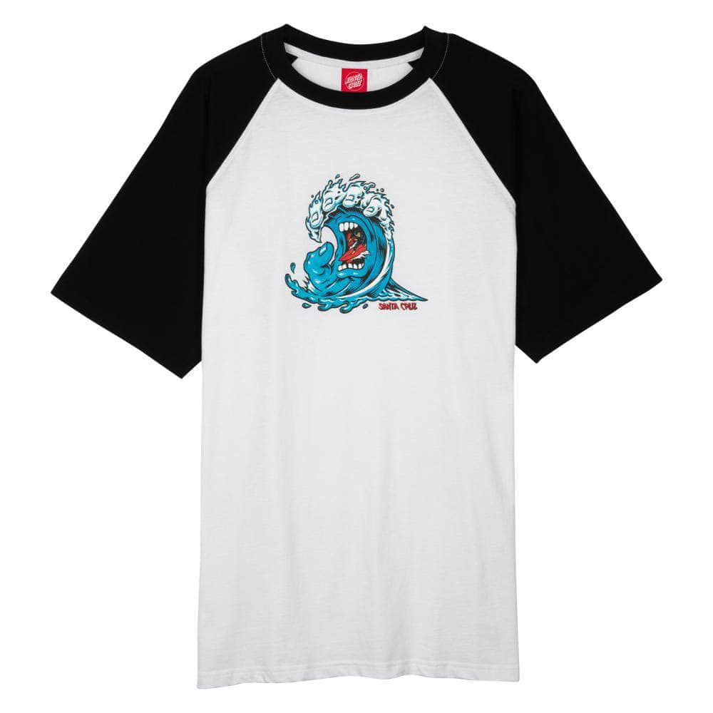 Santa cruz Clothing & Shoes Santa Cruz Screaming Wave Front Raglan T-shirt White / Black