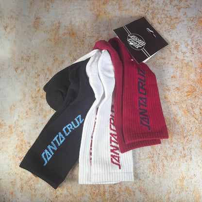Santa Cruz Clothing & Shoes Black / Red / White / UK 8-11 Santa Cruz Strip Socks 3 Pack Black / Red / White