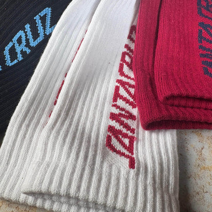Santa Cruz Clothing & Shoes Black / Red / White / UK 8-11 Santa Cruz Strip Socks 3 Pack Black / Red / White