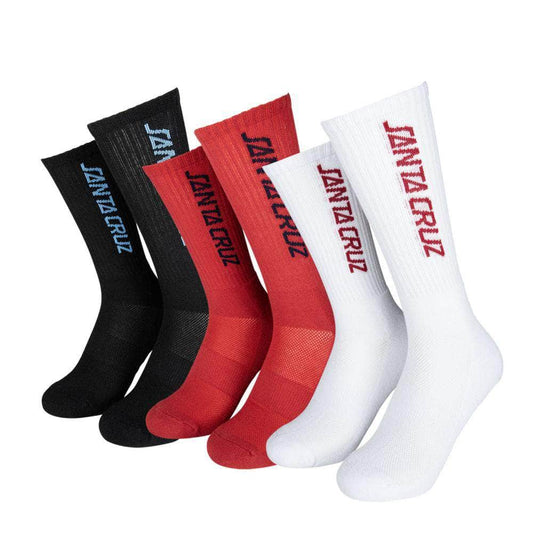 Santa Cruz Clothing & Shoes Black / Red / White / UK 8-11 Santa Cruz Strip Socks 3 Pack Black / Red / White