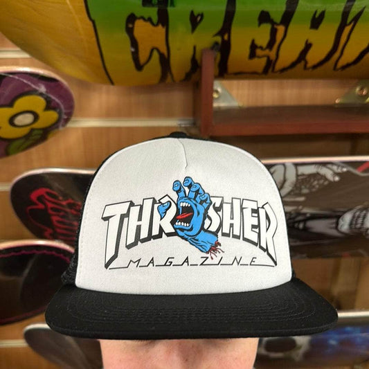 Santa Cruz Clothing & Shoes White / Black Santa Cruz x Thrasher Screaming Logo Mesh Trucker Cap