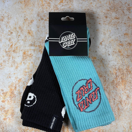 Santa Cruz Clothing & Shoes Teal & Black / UK 8-11 Santa Cruz Ying Yang Socks 2 Pack