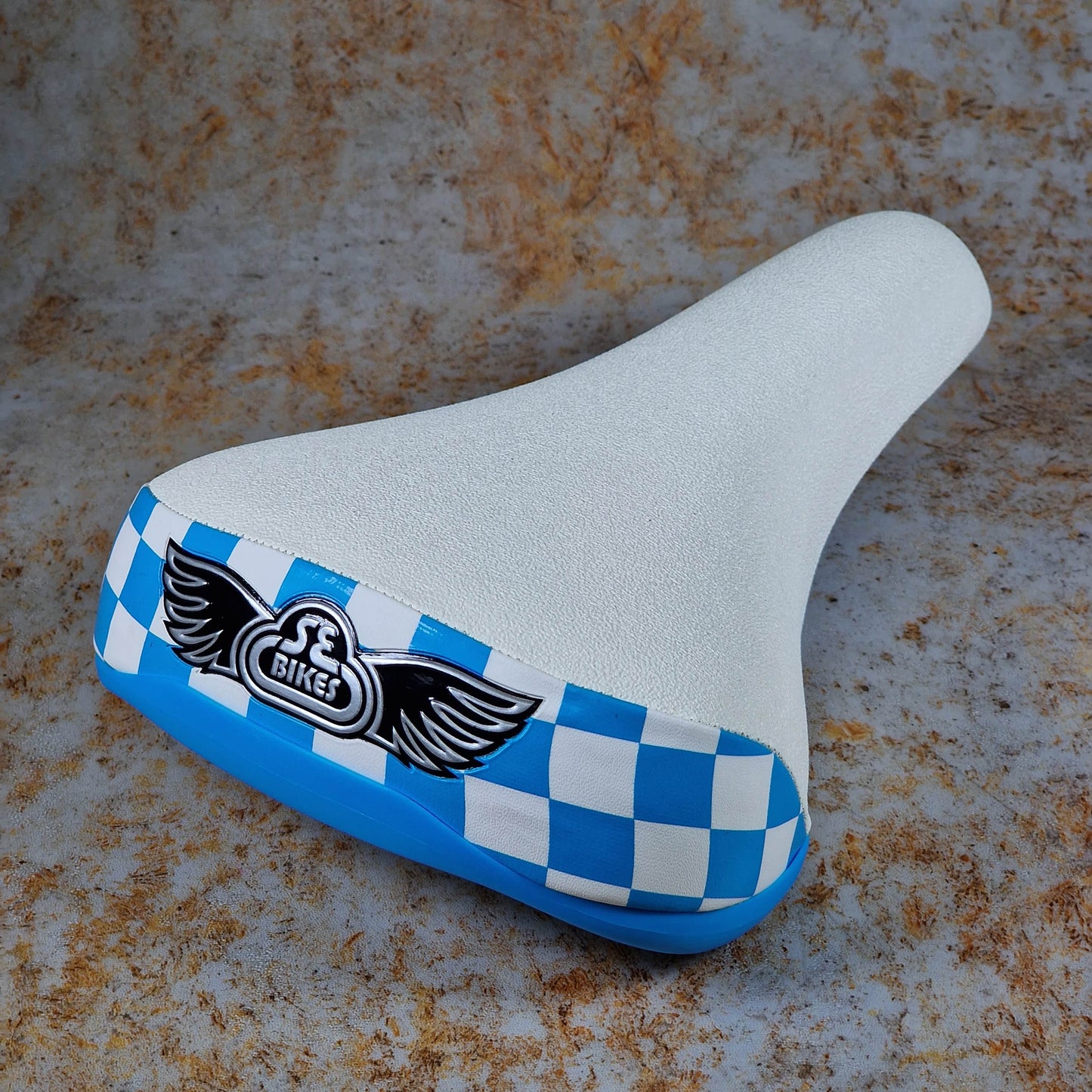 SE Bikes Wheelie Parts White/Blue SE Bikes Flyer Checkerboard Seat