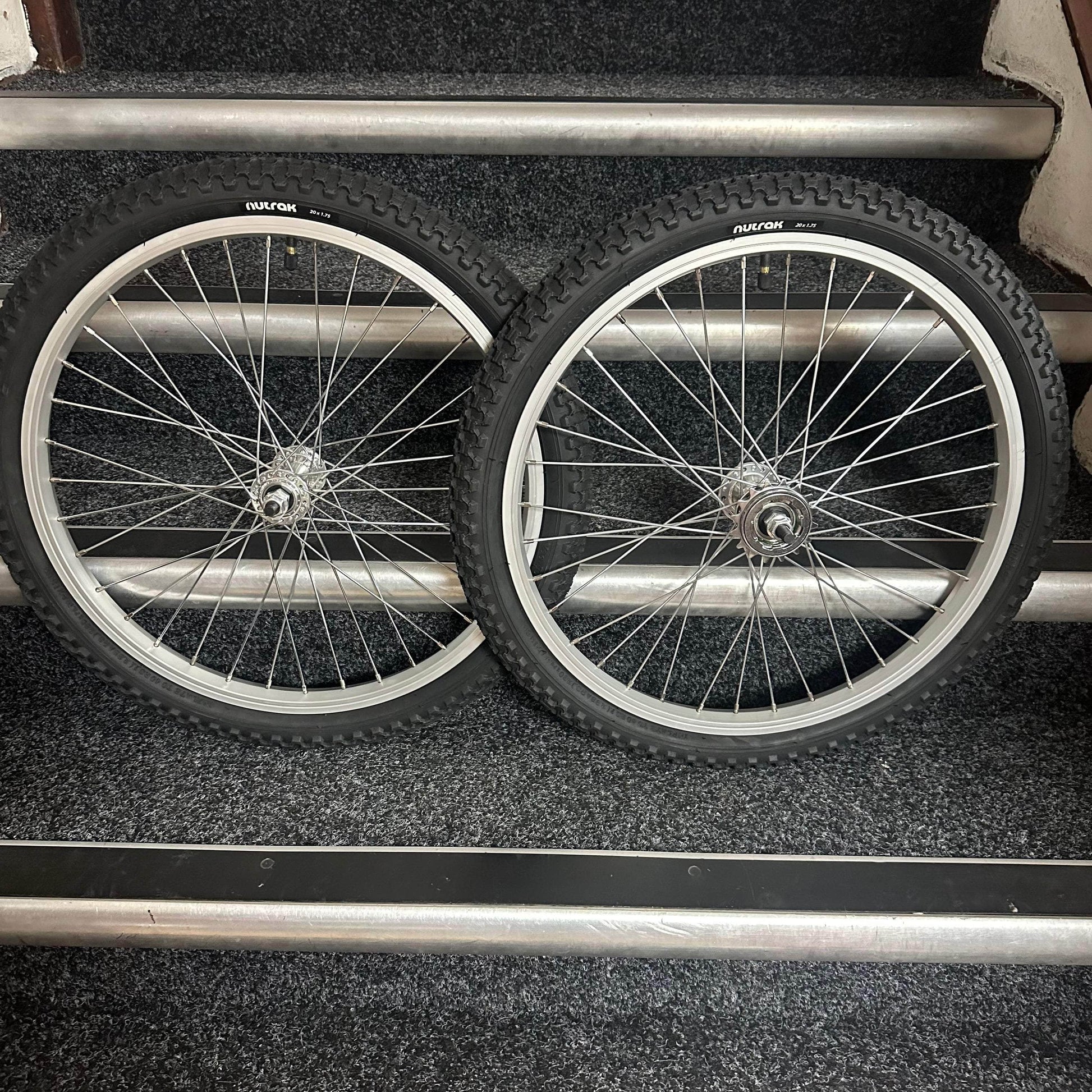 Alans BMX Silver Sealed Bearing Old School Alloy BMX Wheelset with Comp 3 Style Tyres
